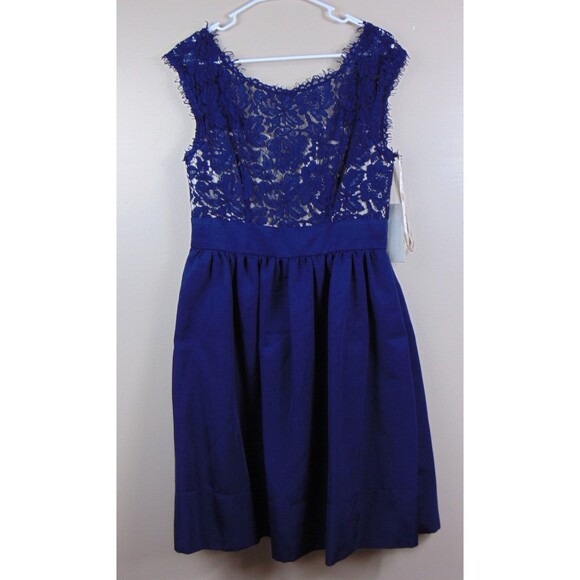 New Eliza J Dress Women's Size 8 Navy Blue Fit n Flare Evening Prom Wedding Semi - Picture 2 of 8